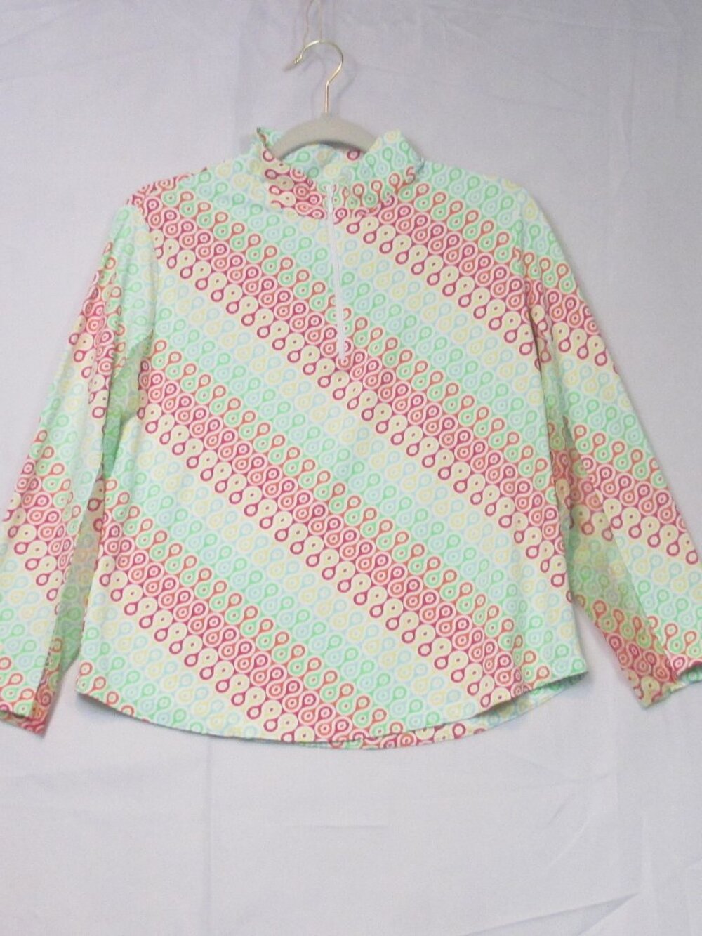 IBKUL Women's L UPF 50+ Quarter Zip Pullover Diagonal Geometric Print Top
